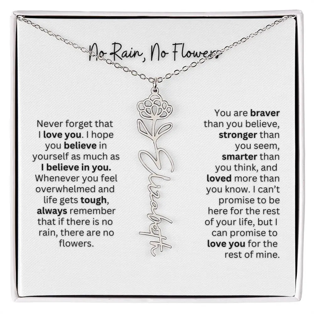 No Rain - No Flowers | Birth Necklace | Name Necklace | Thoughtful Gift for Mom, Wife, and Soulmate - Ever Trendy Essentials