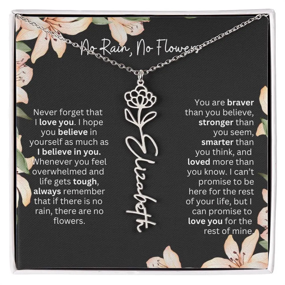 To My Daughter Necklace I Birth Flower Necklace With Name I No Rain - No Flowers - Ever Trendy Essentials