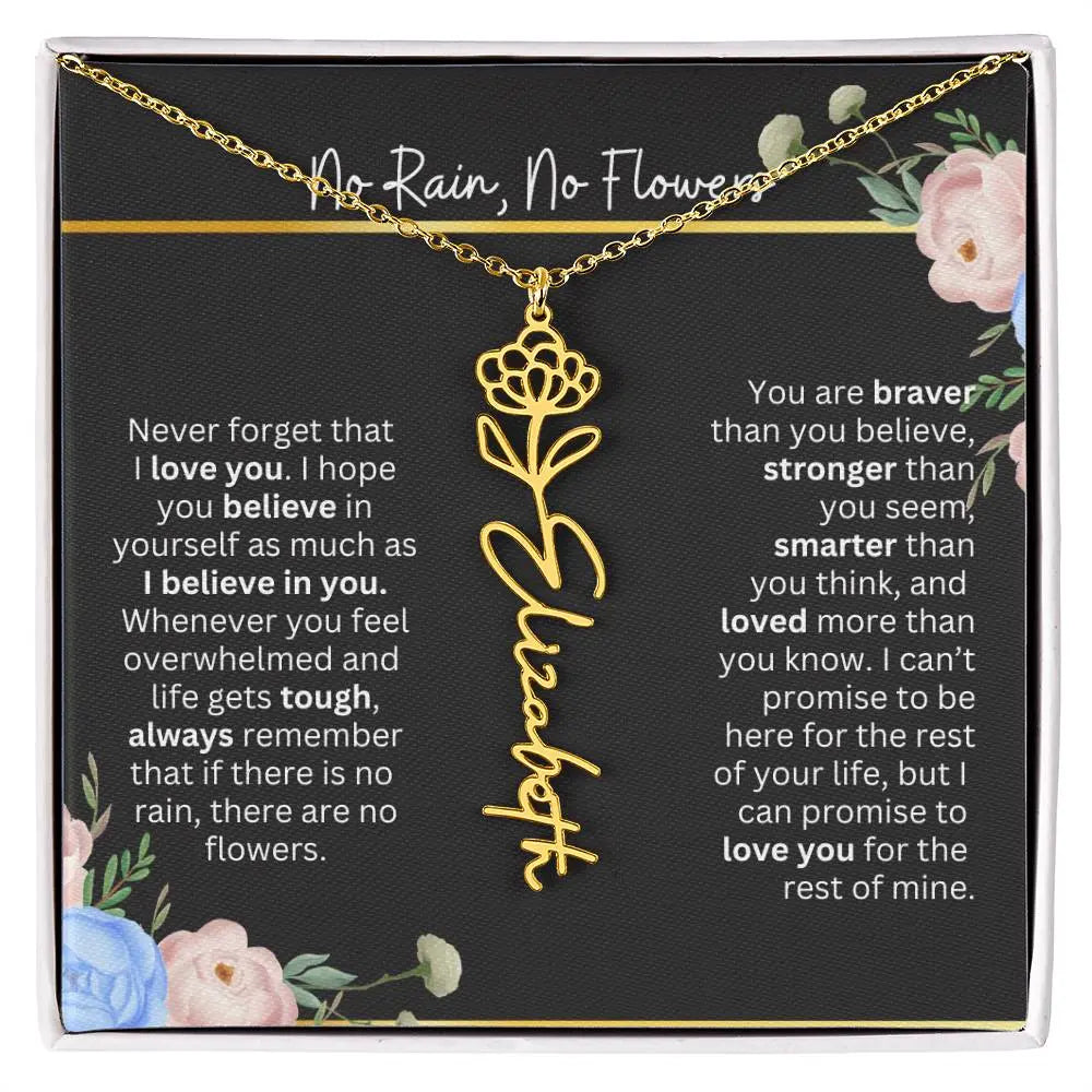 Inspirational No Rain No Flowers Necklace - Ever Trendy Essentials