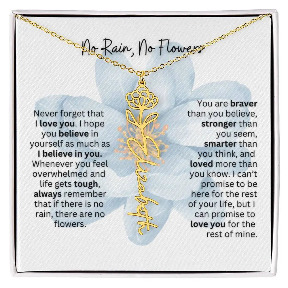 Birth Flower Necklace With Name I No Rain - No Flowers | Thoughtful Gift for Soulmate - Ever Trendy Essentials