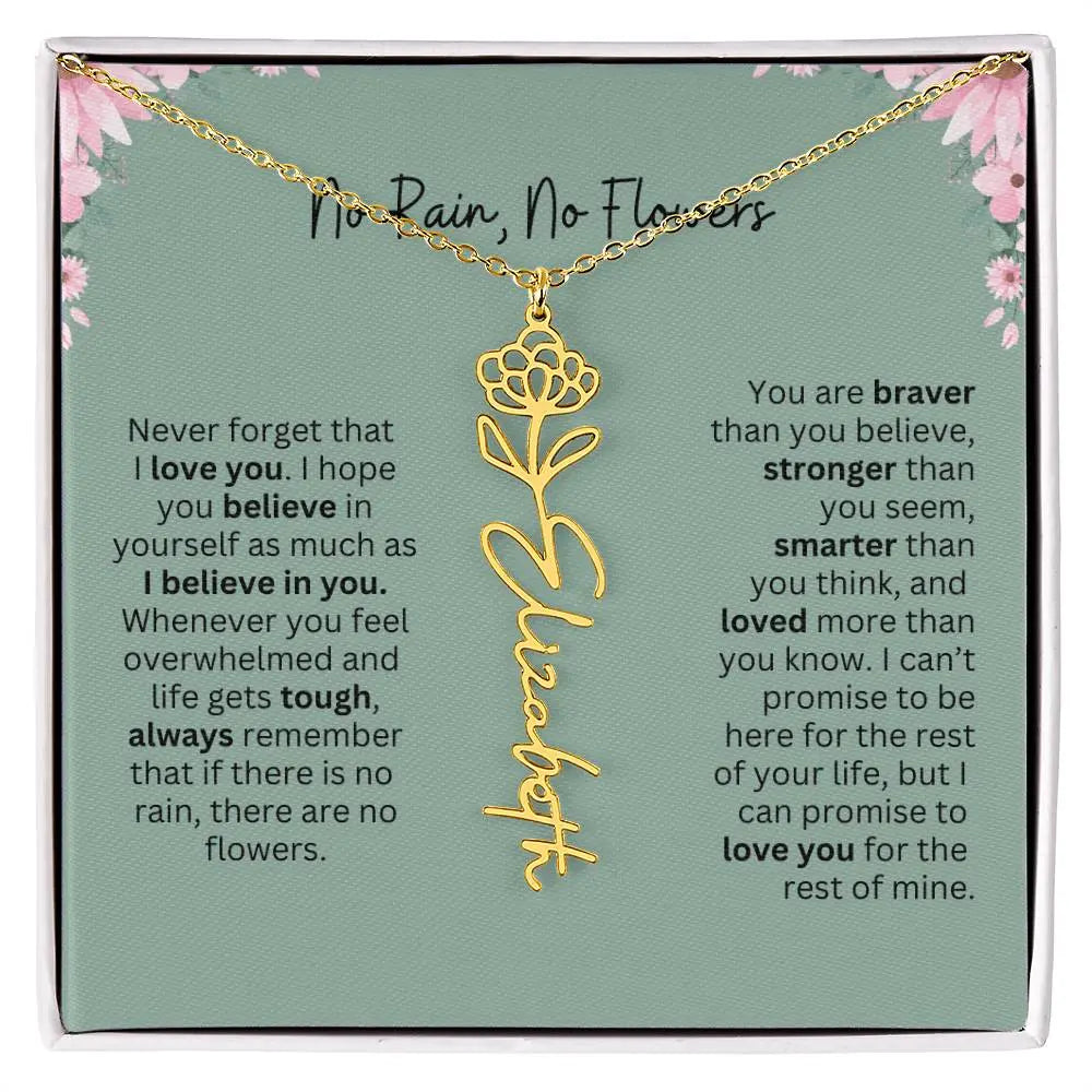 No Rain - No Flowers | Birth Necklace | Name Necklace | Unique Jewelry for Mom, Bonus Daughter, and Soulmate - Ever Trendy Essentials
