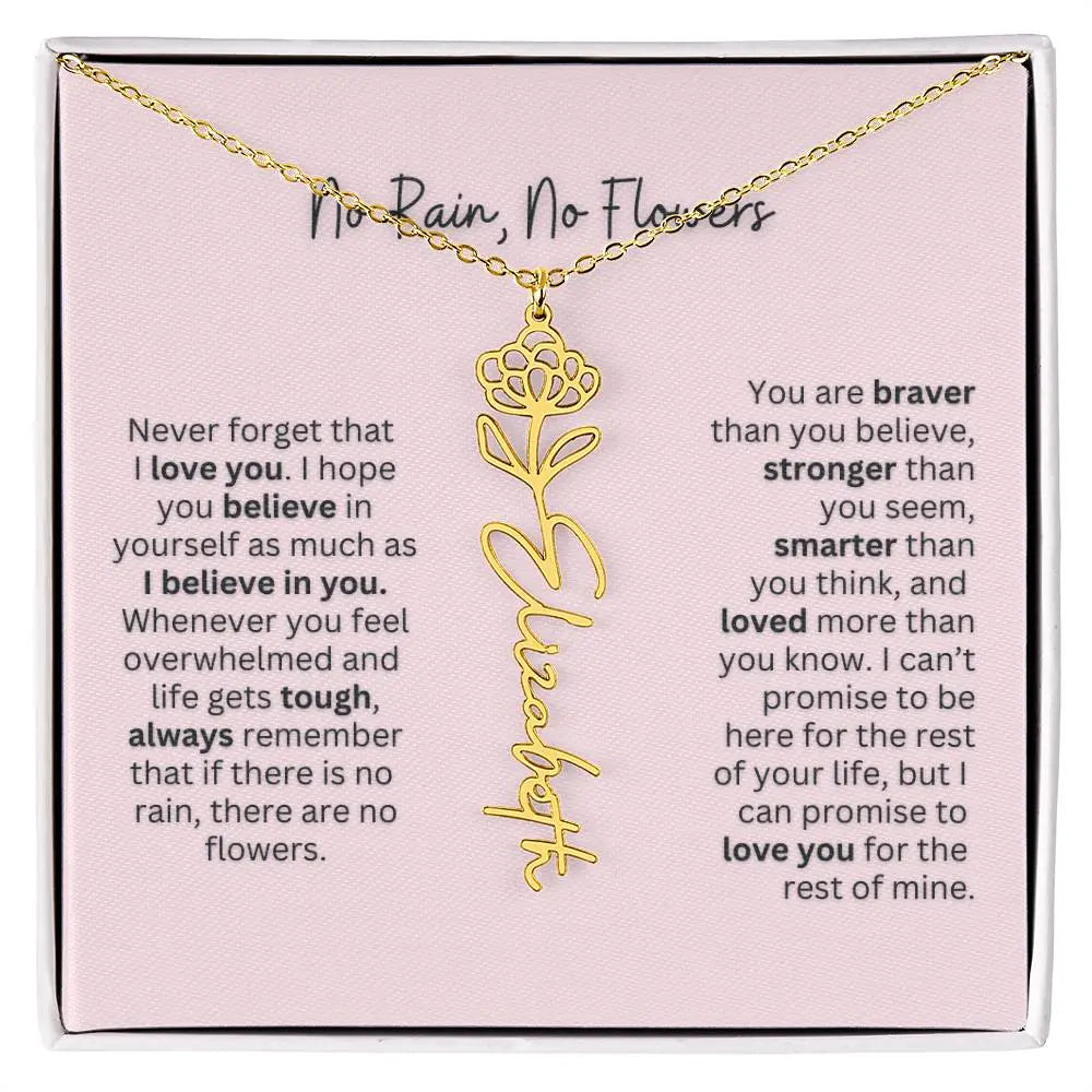 No Rain - No Flowers | Birth Necklace | Name Necklace | Personalized Gift for Mom, Bonus Daughter, and Sister - Ever Trendy Essentials