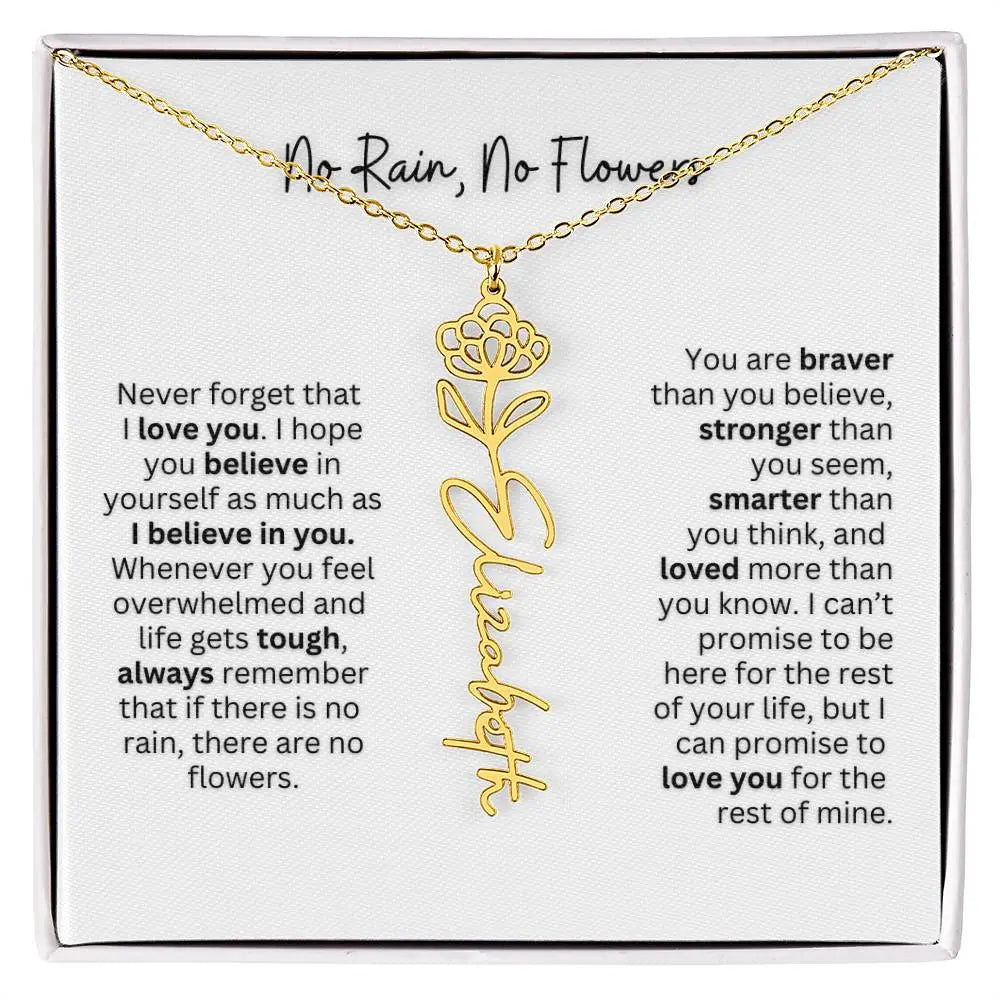 No Rain - No Flowers | Birth Necklace | Name Necklace | Thoughtful Gift for Mom, Wife, and Soulmate - Ever Trendy Essentials