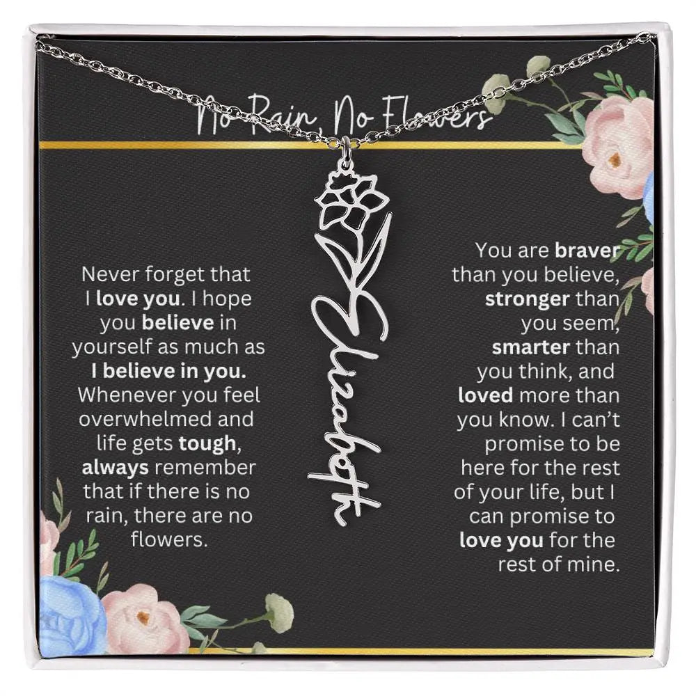 Inspirational No Rain No Flowers Necklace - Ever Trendy Essentials