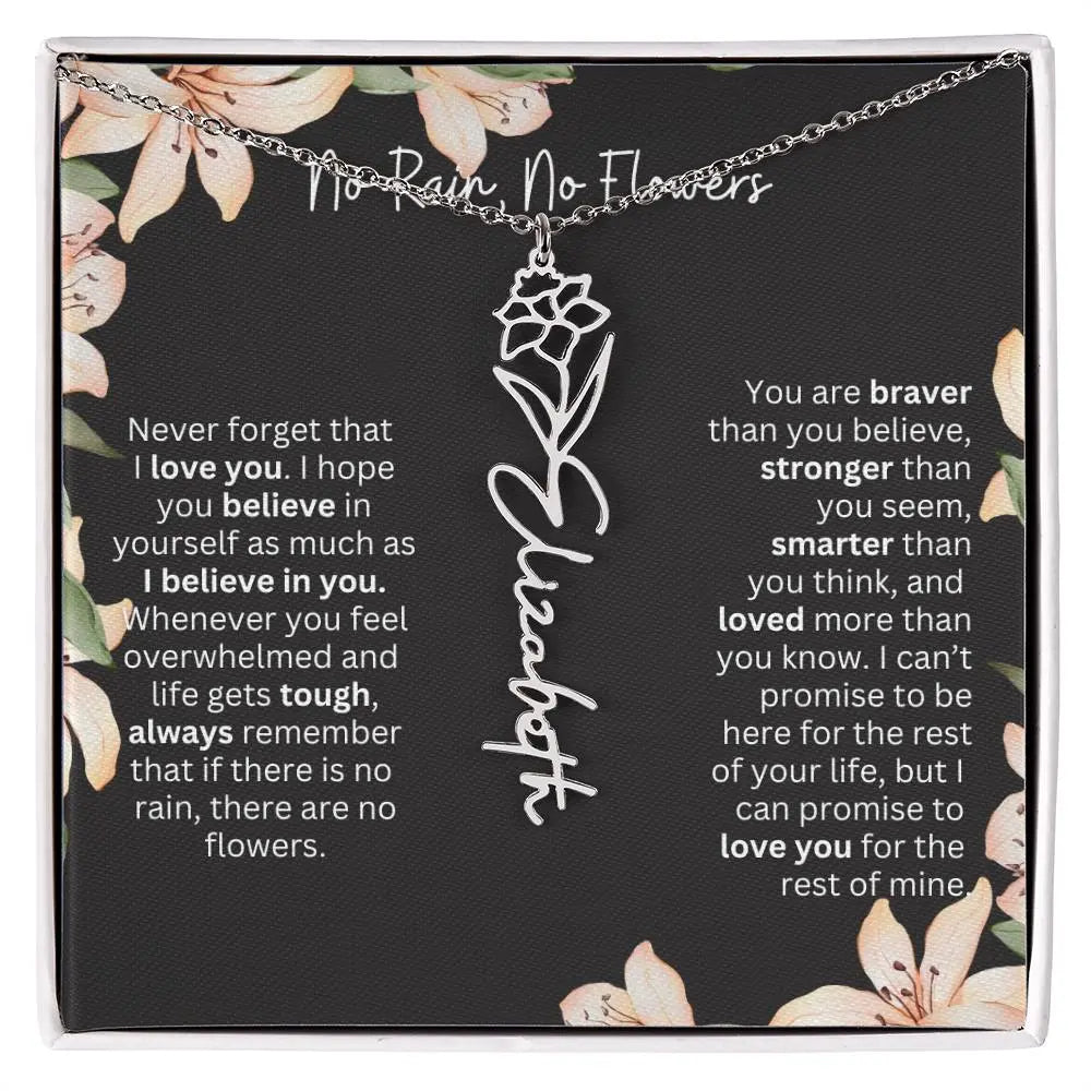 To My Beautiful Daughter Necklace I Birth Flower Necklace With Name I No Rain - No Flowers - Ever Trendy Essentials