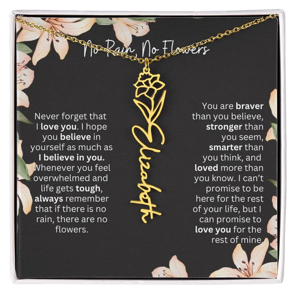 To My Daughter From Dad Necklace I Birth Flower Necklace With Name I No Rain - No Flowers - Ever Trendy Essentials