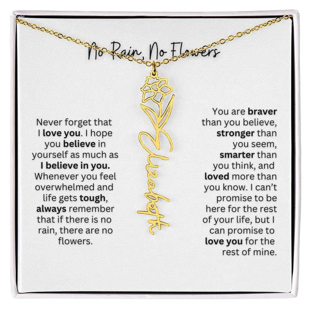 No Rain - No Flowers | Birth Necklace | Name Necklace | Thoughtful Gift for Mom, Wife, and Soulmate - Ever Trendy Essentials