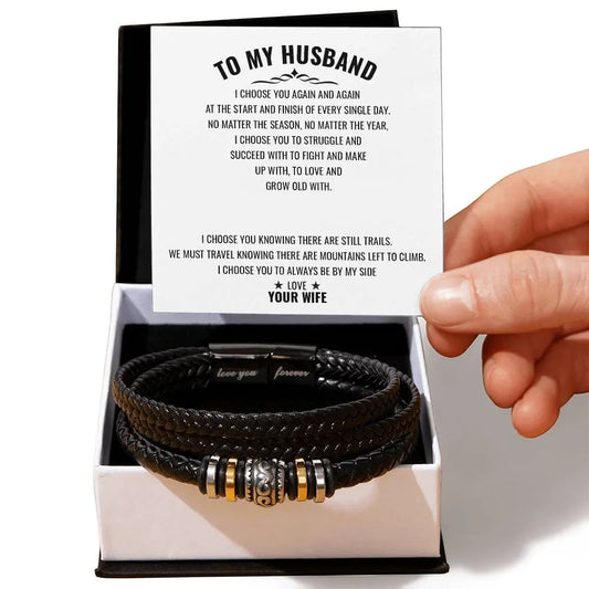 To My Husband | I Choose You Again & Again - Men's "Love You Forever" Bracelet - Ever Trendy Essentials