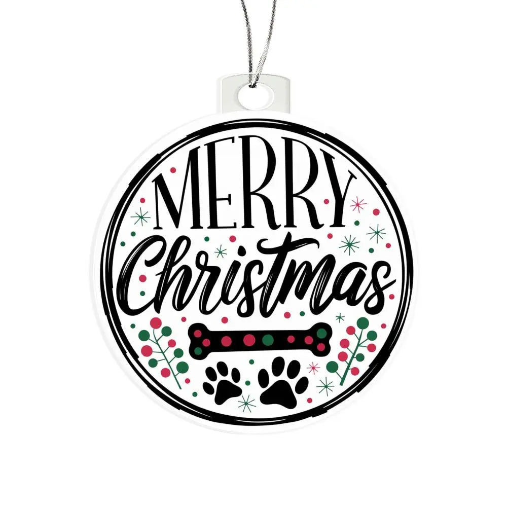 Dog Christmas Ornaments I Acrylic Ornaments I Merry Christmas Paw - Ever Trendy Essentials