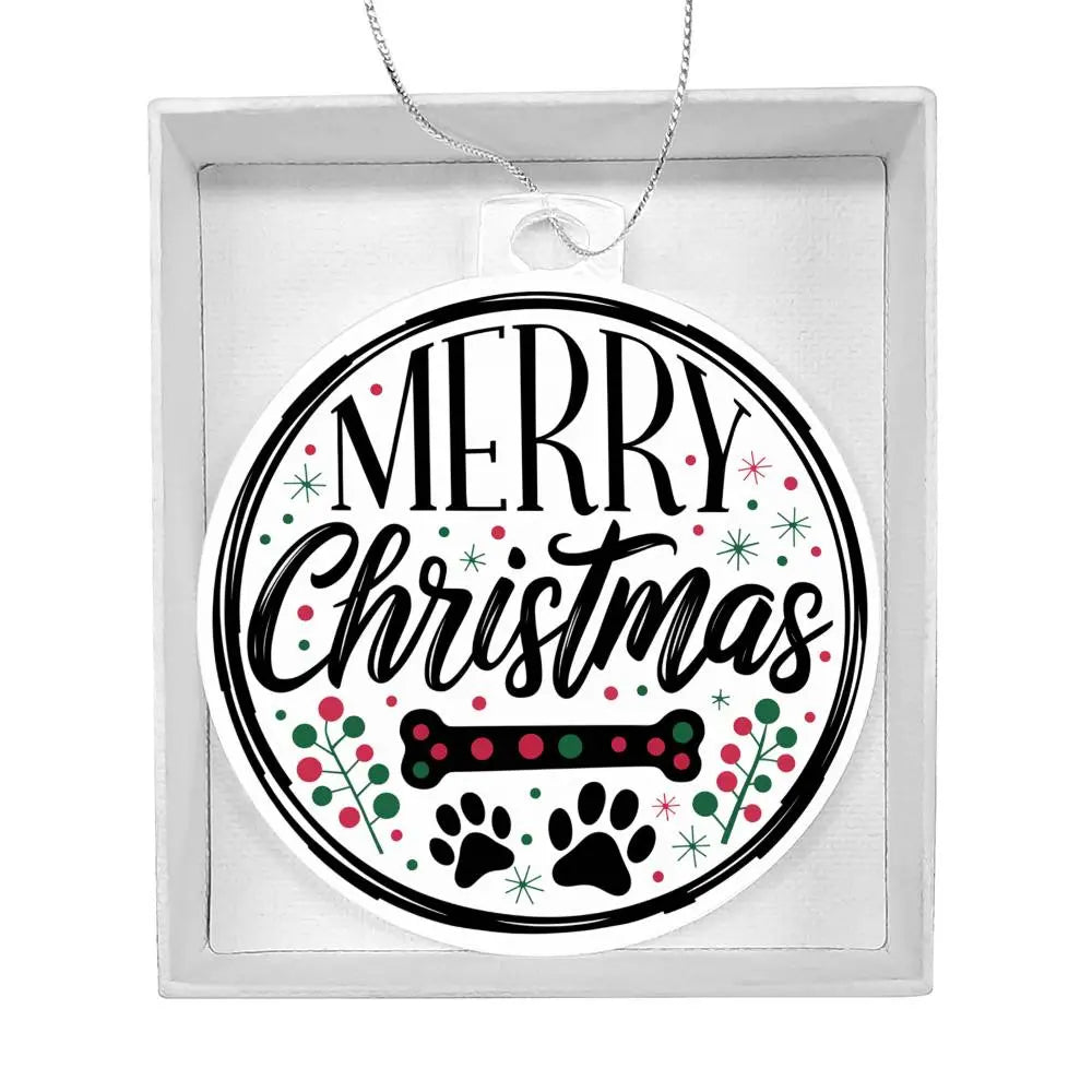 Dog Christmas Ornaments I Acrylic Ornaments I Merry Christmas Paw - Ever Trendy Essentials