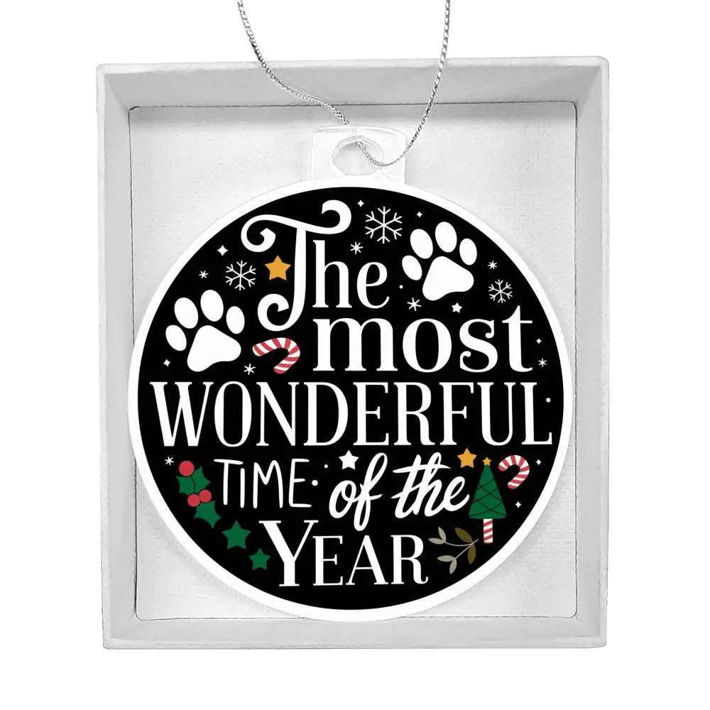 Dog Christmas Ornaments I Acrylic Ornament I The Most Wonderful Time of the Year Paw - Ever Trendy Essentials