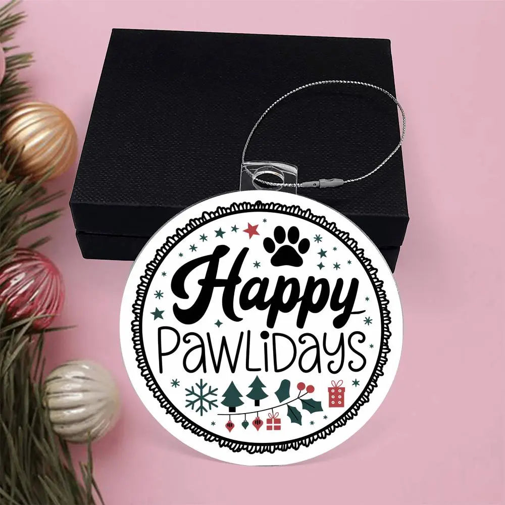 Dog Christmas Ornaments I Acrylic Ornaments I Happy Pawlidays - Ever Trendy Essentials