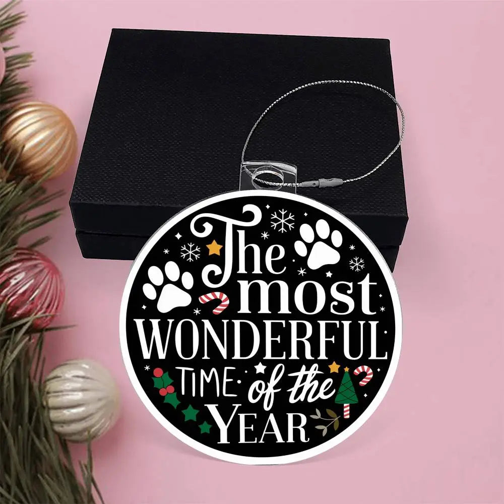 Dog Christmas Ornaments I Acrylic Ornament I The Most Wonderful Time of the Year Paw - Ever Trendy Essentials