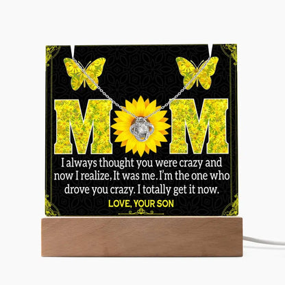 From Son to Mom Gifts I Acrylic Plaque I Love Knot Necklace - Ever Trendy Essentials