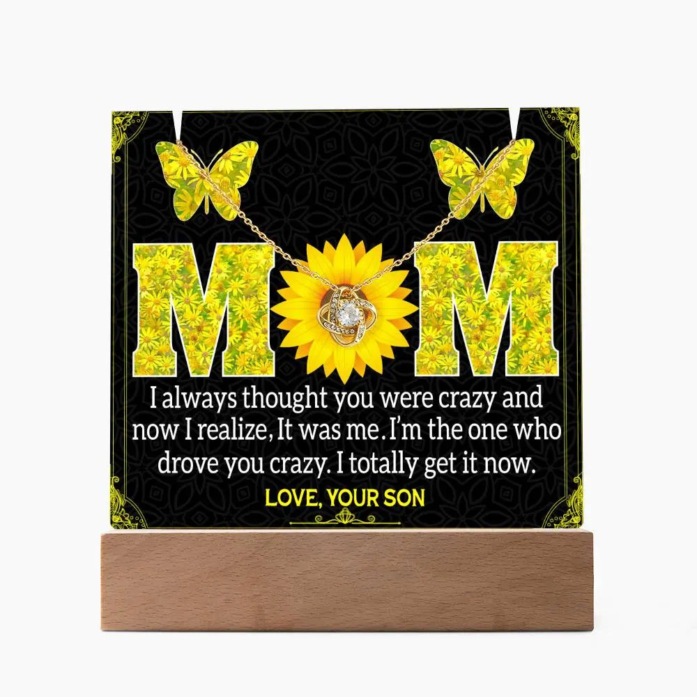 From Son to Mom Gifts I Acrylic Plaque I Love Knot Necklace - Ever Trendy Essentials