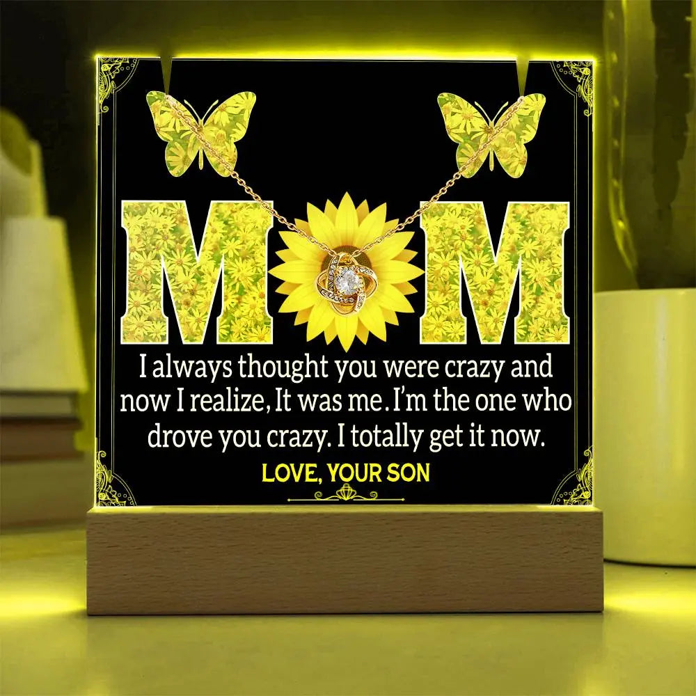 From Son to Mom Gifts I Acrylic Plaque I Love Knot Necklace - Ever Trendy Essentials