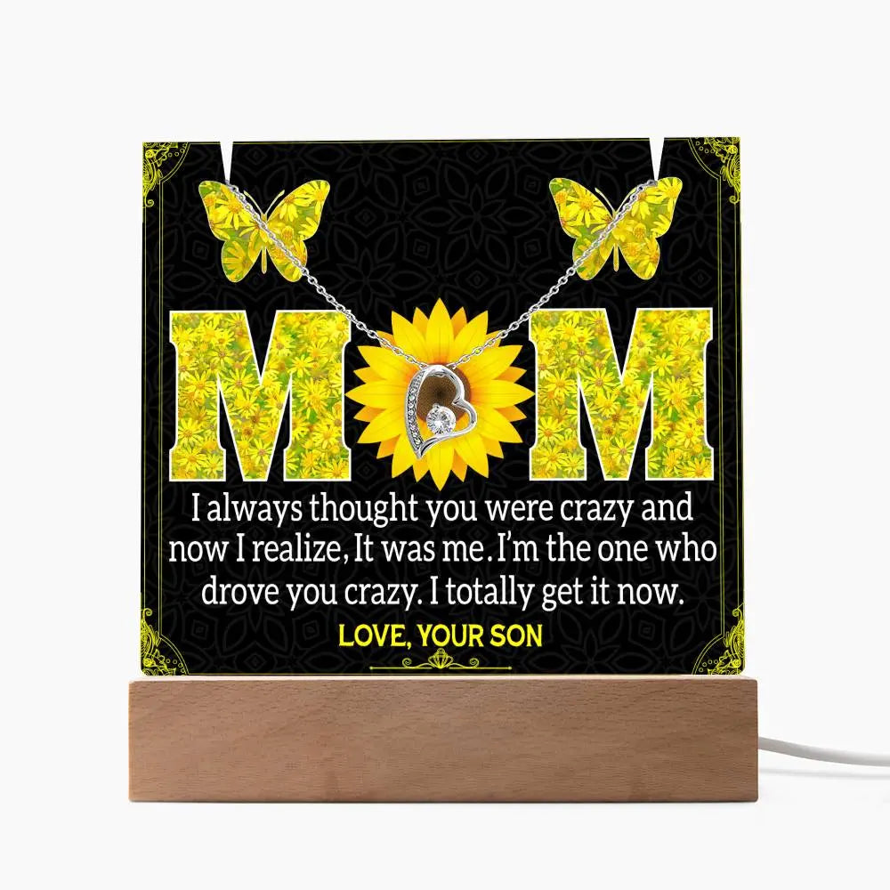 Gift to Mom From Son I Acrylic Plaque I Love Necklace - Ever Trendy Essentials