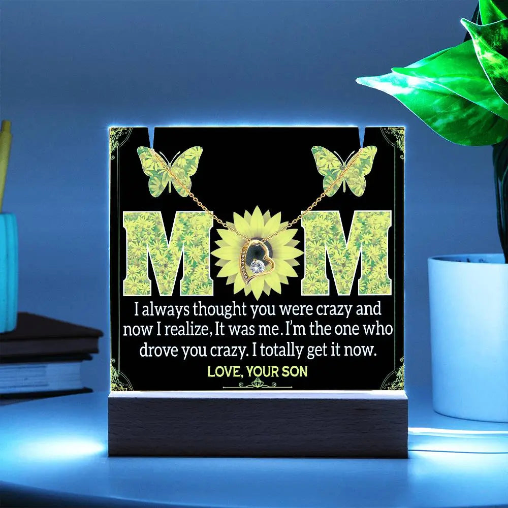 Gift to Mom From Son I Acrylic Plaque I Love Necklace - Ever Trendy Essentials