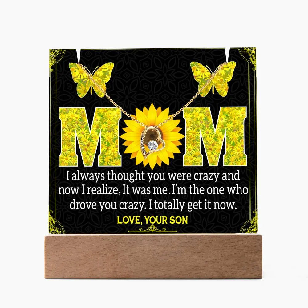 Gift to Mom From Son I Acrylic Plaque I Love Necklace - Ever Trendy Essentials