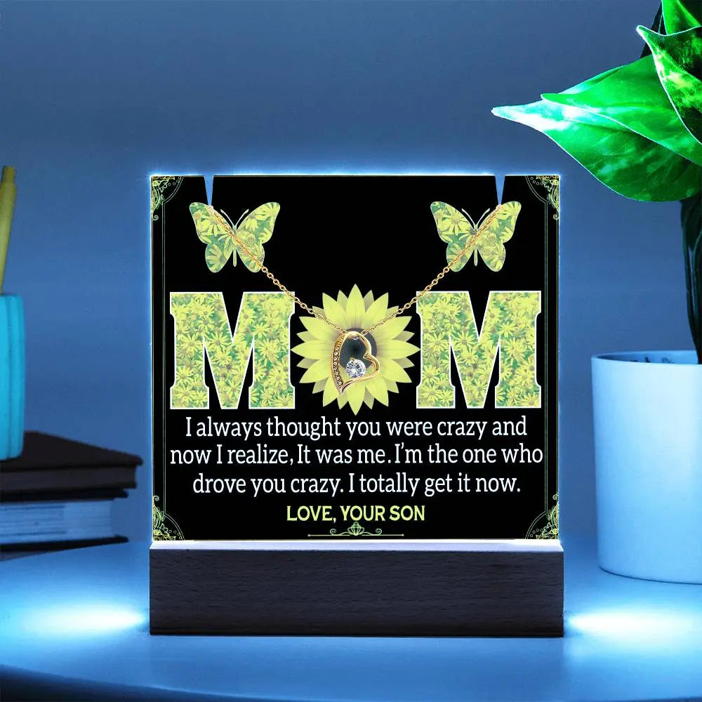 Gift to Mom From Son I Acrylic Plaque I Love Necklace - Ever Trendy Essentials