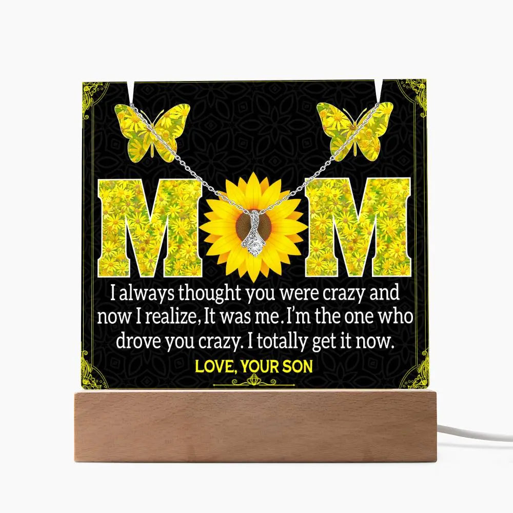 Presents From Son to Mom I Acrylic Plaque I Alluring Beauty Necklace - Ever Trendy Essentials