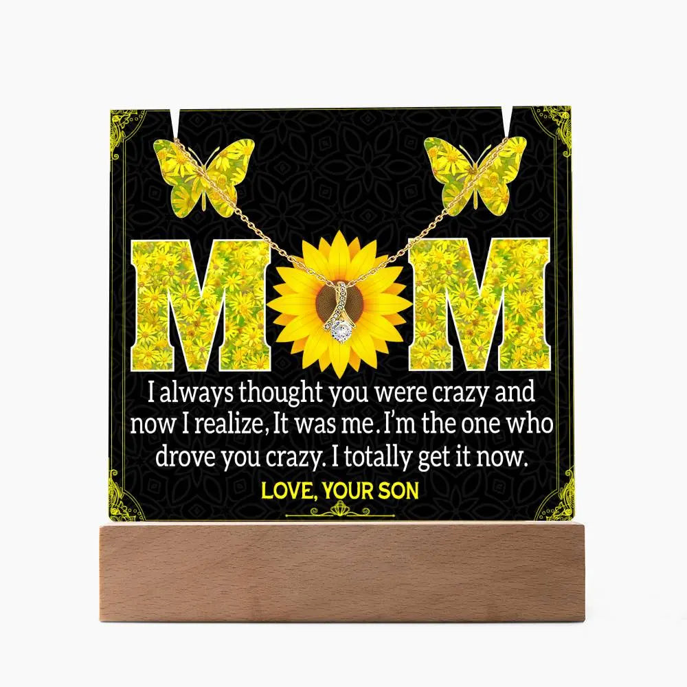 Presents From Son to Mom I Acrylic Plaque I Alluring Beauty Necklace - Ever Trendy Essentials