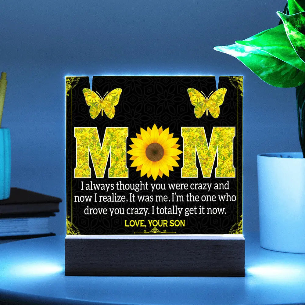 Presents From Son to Mom I Acrylic Plaque I Alluring Beauty Necklace - Ever Trendy Essentials