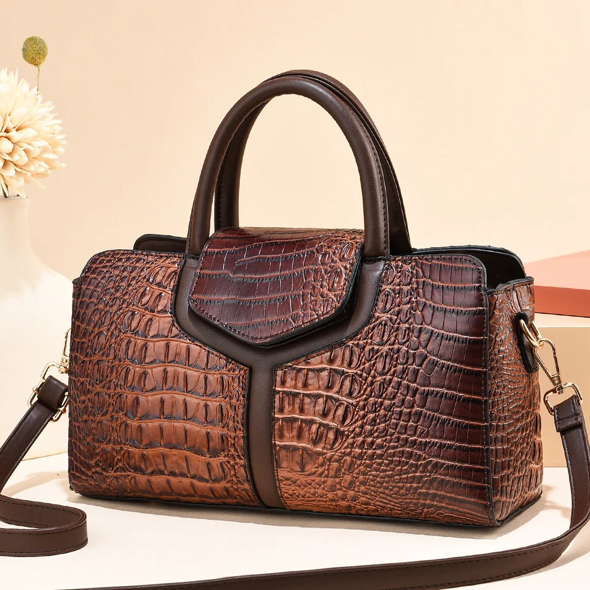 Bag Women New Fashion Crocodile Pattern Handbag | Large Capacity Casual Shoulder Messenger Bag (Purses &amp; Handbags) - Ever Trendy Essentials