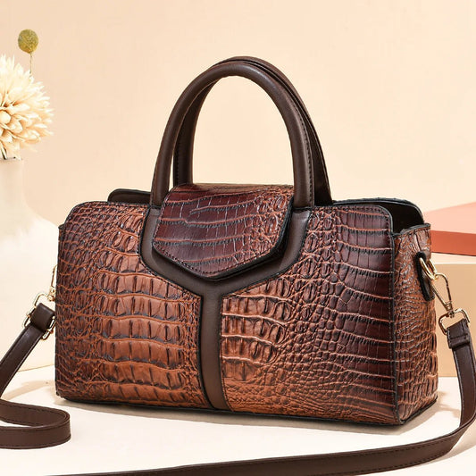 Bag Women New Fashion Crocodile Pattern Handbag | Large Capacity Casual Shoulder Messenger Bag (Purses &amp; Handbags) - Ever Trendy Essentials