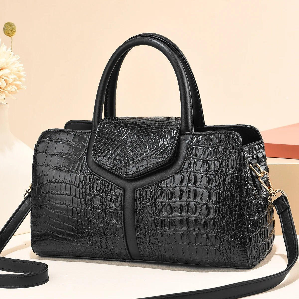 Bag Women New Fashion Crocodile Pattern Handbag | Large Capacity Casual Shoulder Messenger Bag (Purses &amp; Handbags) - Ever Trendy Essentials