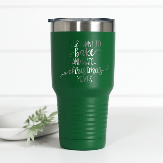 Bake and Watch Christmas Movies 30 oz Engraved Tumbler - Ever Trendy Essentials
