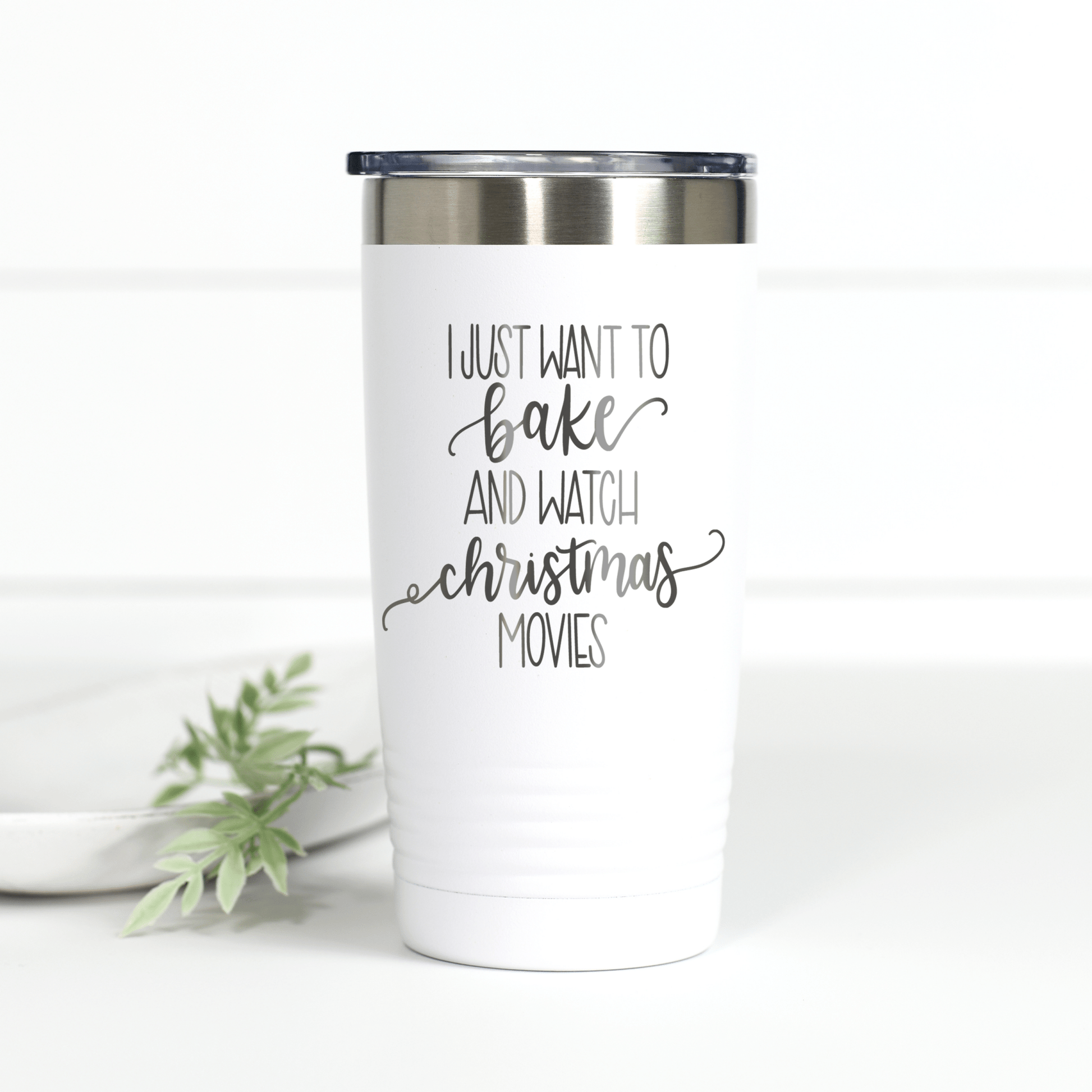 Bake Stuff and Watch Christmas Movies 20 oz Engraved Tumbler - Ever Trendy Essentials