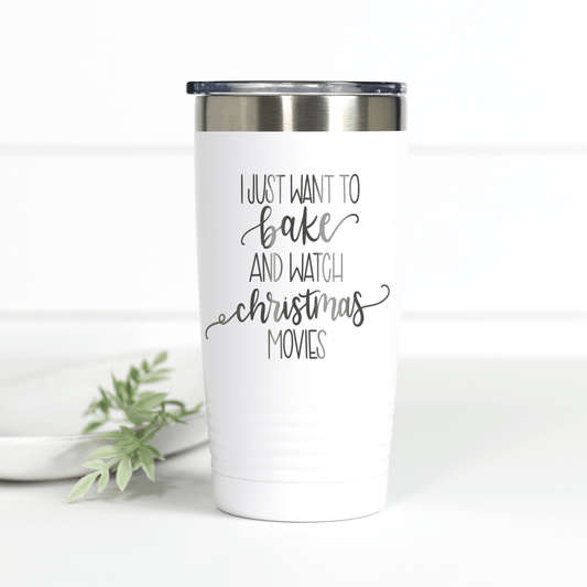 Bake Stuff and Watch Christmas Movies 20 oz Engraved Tumbler - Ever Trendy Essentials