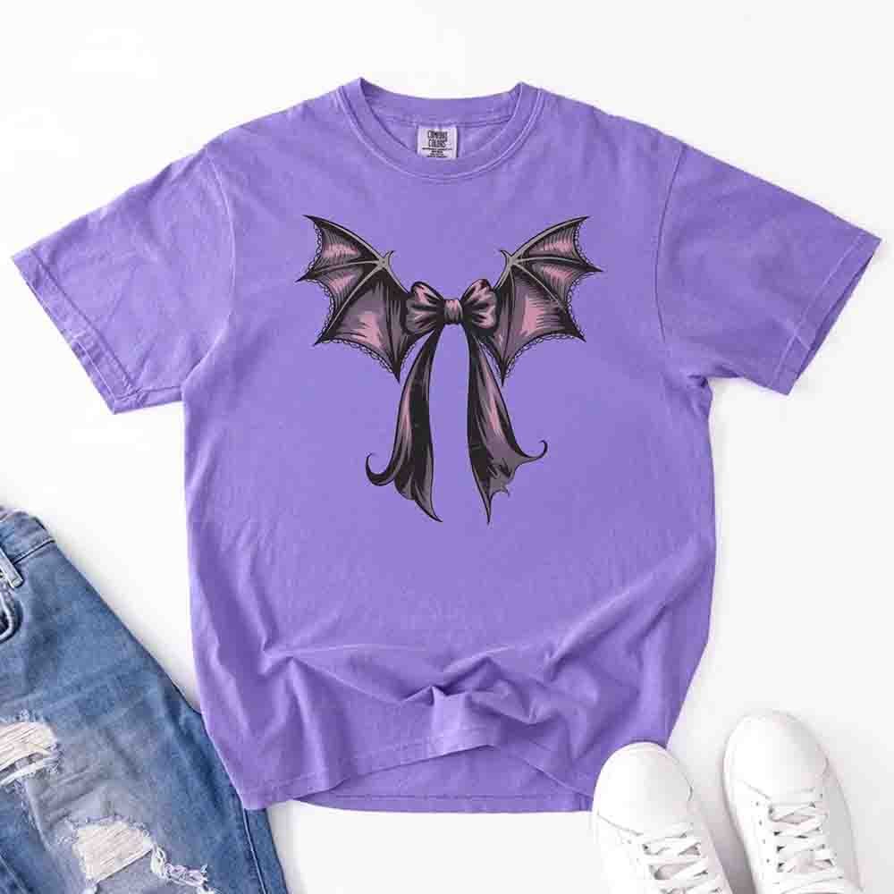 Bat Bow Comfort Colors Shirt – Trendy Halloween Tee - Ever Trendy Essentials