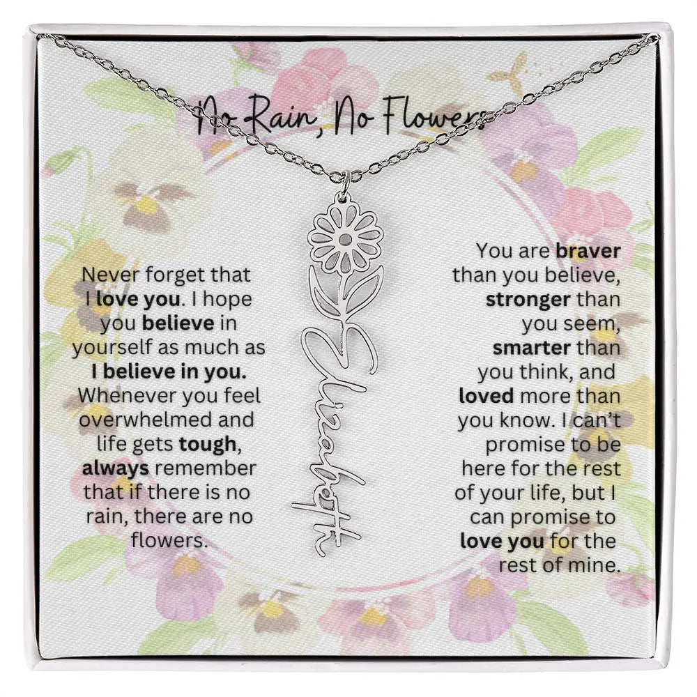 Birth Flower Necklace With Name I No Rain - No Flowers | Beautiful Gift for Aunt - Ever Trendy Essentials