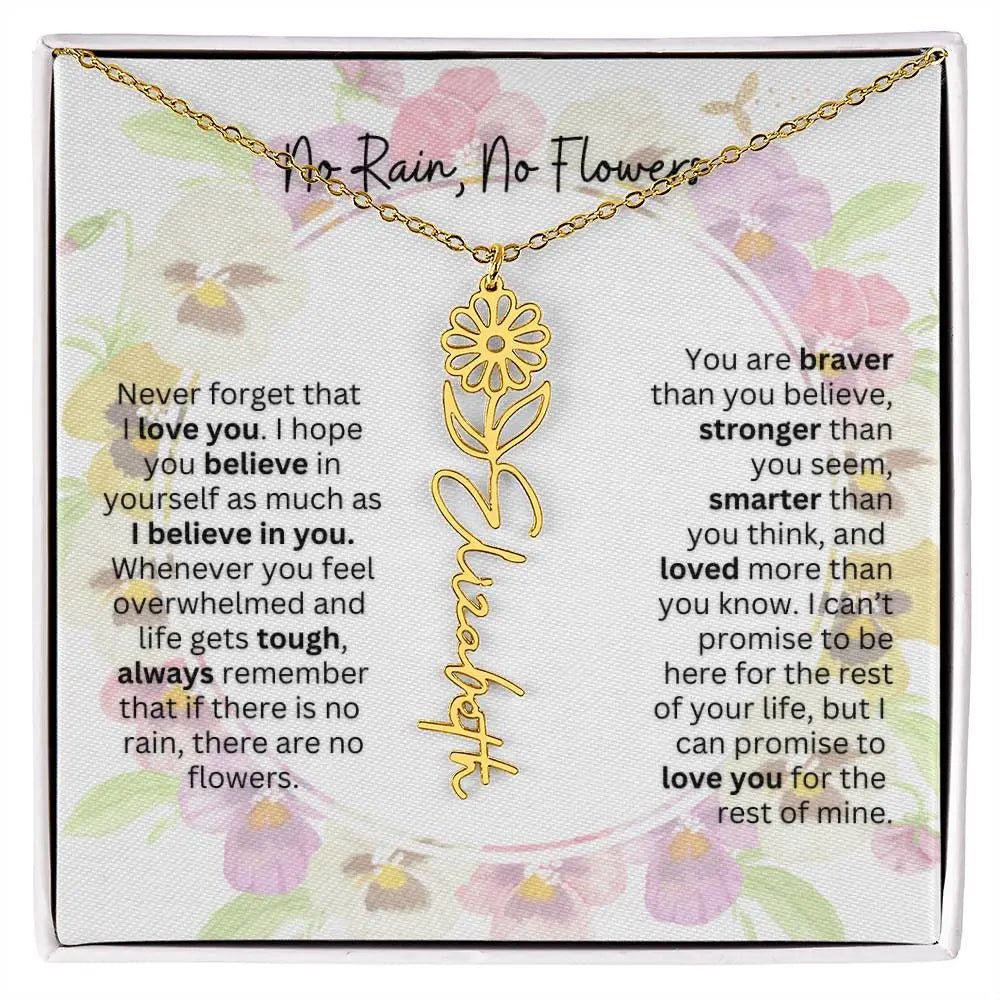 Birth Flower Necklace With Name I No Rain - No Flowers | Beautiful Gift for Aunt - Ever Trendy Essentials