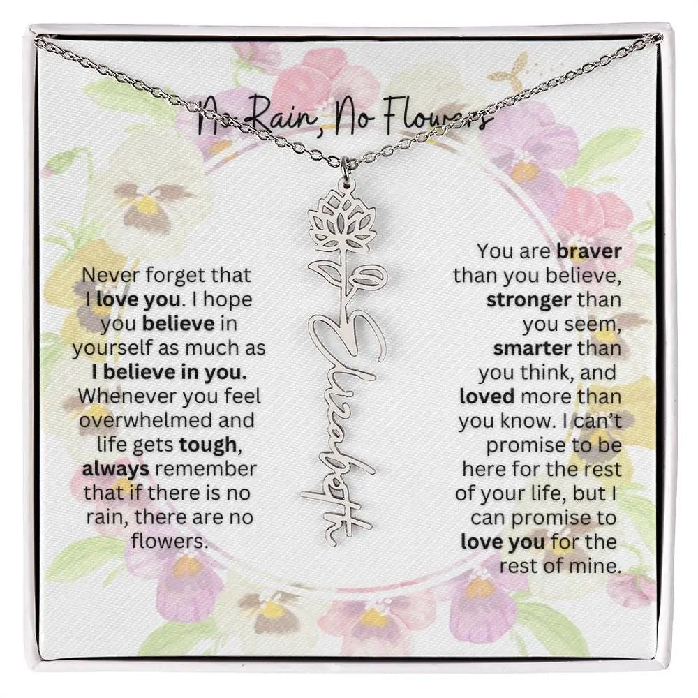 Birth Flower Necklace With Name I No Rain - No Flowers | Beautiful Gift for Aunt - Ever Trendy Essentials