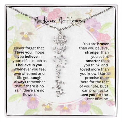 Birth Flower Necklace With Name I No Rain - No Flowers | Beautiful Gift for Aunt - Ever Trendy Essentials