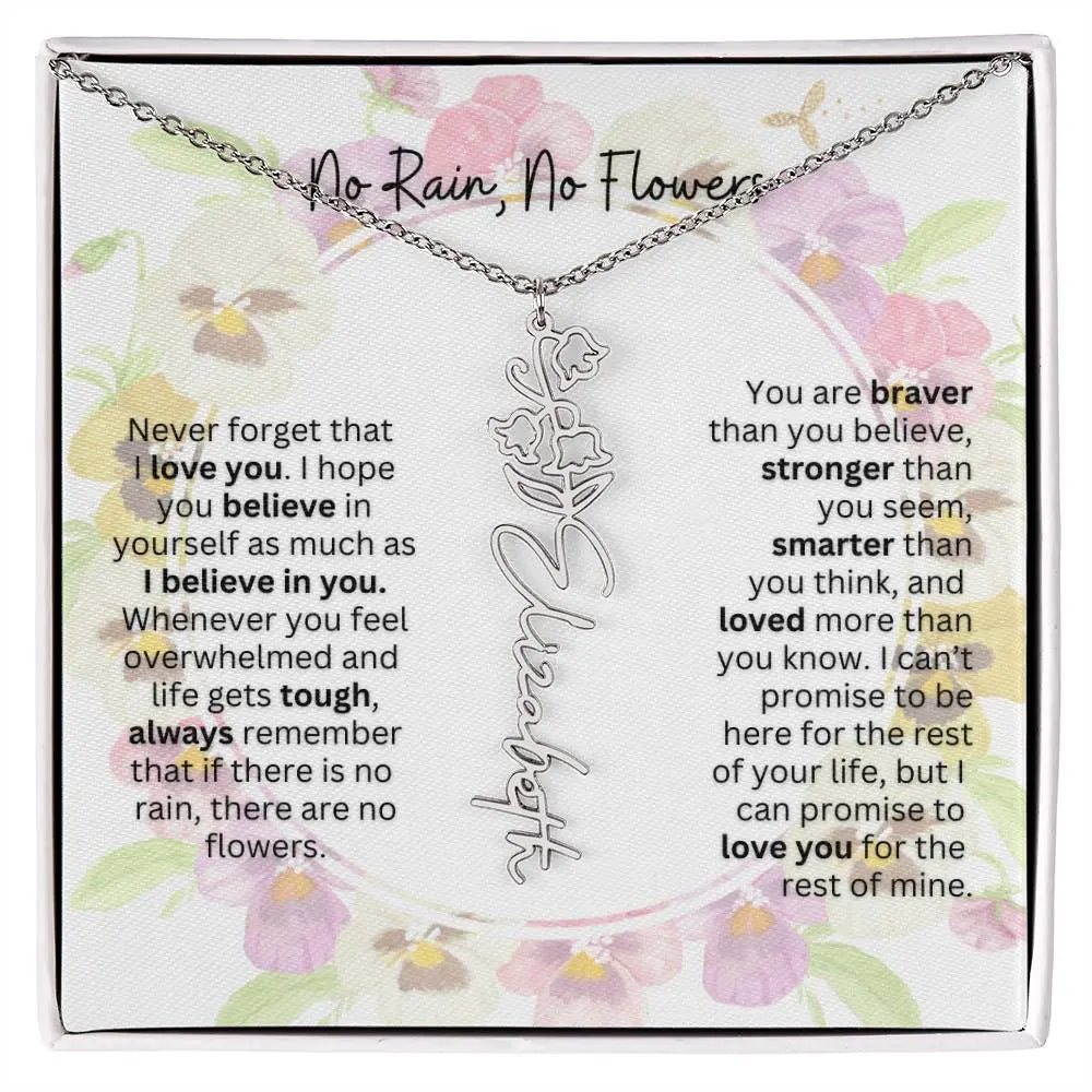 Birth Flower Necklace With Name I No Rain - No Flowers | Beautiful Gift for Aunt - Ever Trendy Essentials