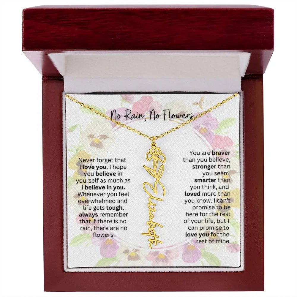 Birth Flower Necklace With Name I No Rain - No Flowers | Beautiful Gift for Aunt - Ever Trendy Essentials