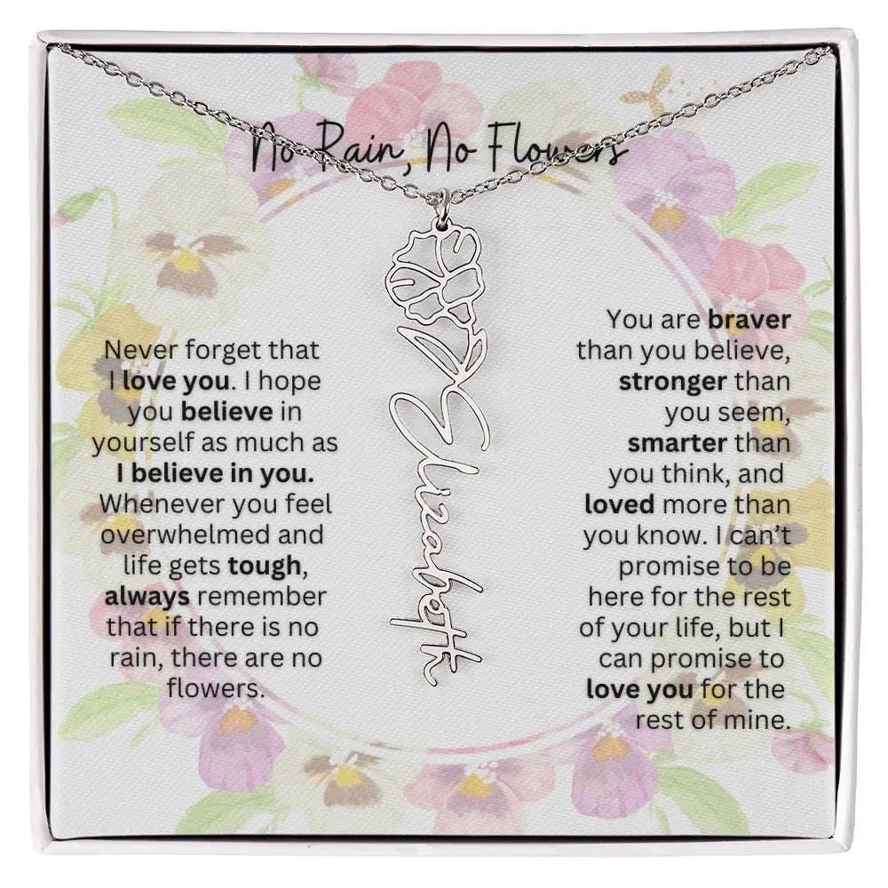Birth Flower Necklace With Name I No Rain - No Flowers | Beautiful Gift for Aunt - Ever Trendy Essentials