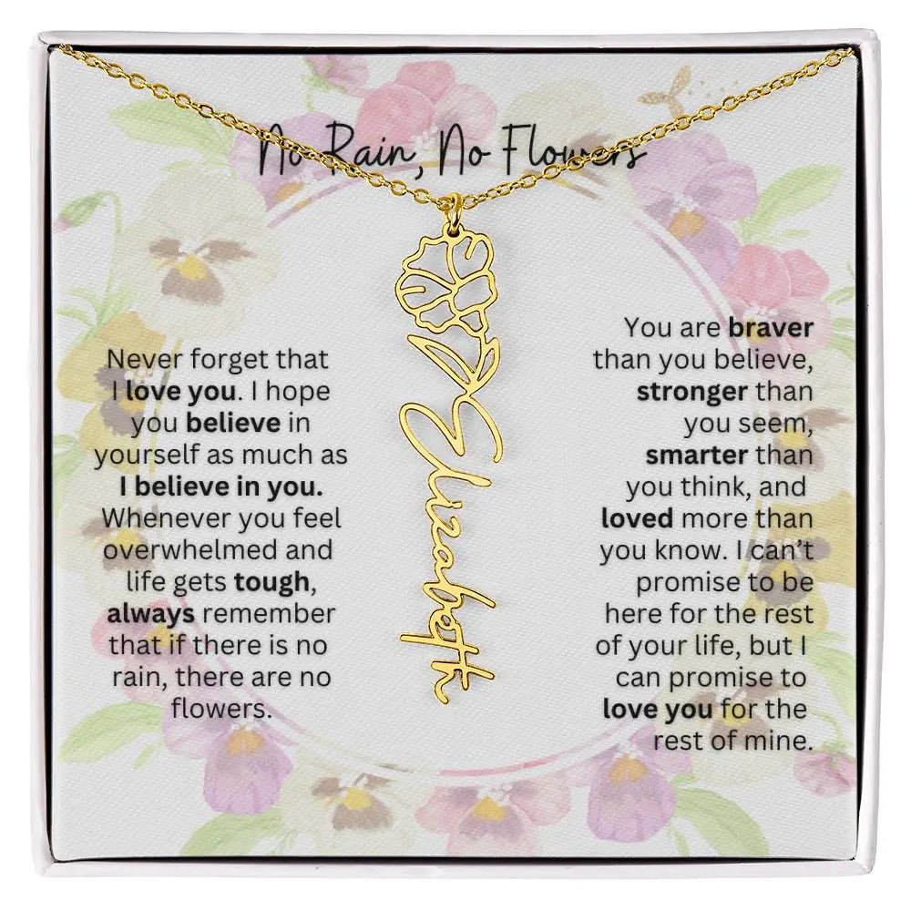 Birth Flower Necklace With Name I No Rain - No Flowers | Beautiful Gift for Aunt - Ever Trendy Essentials