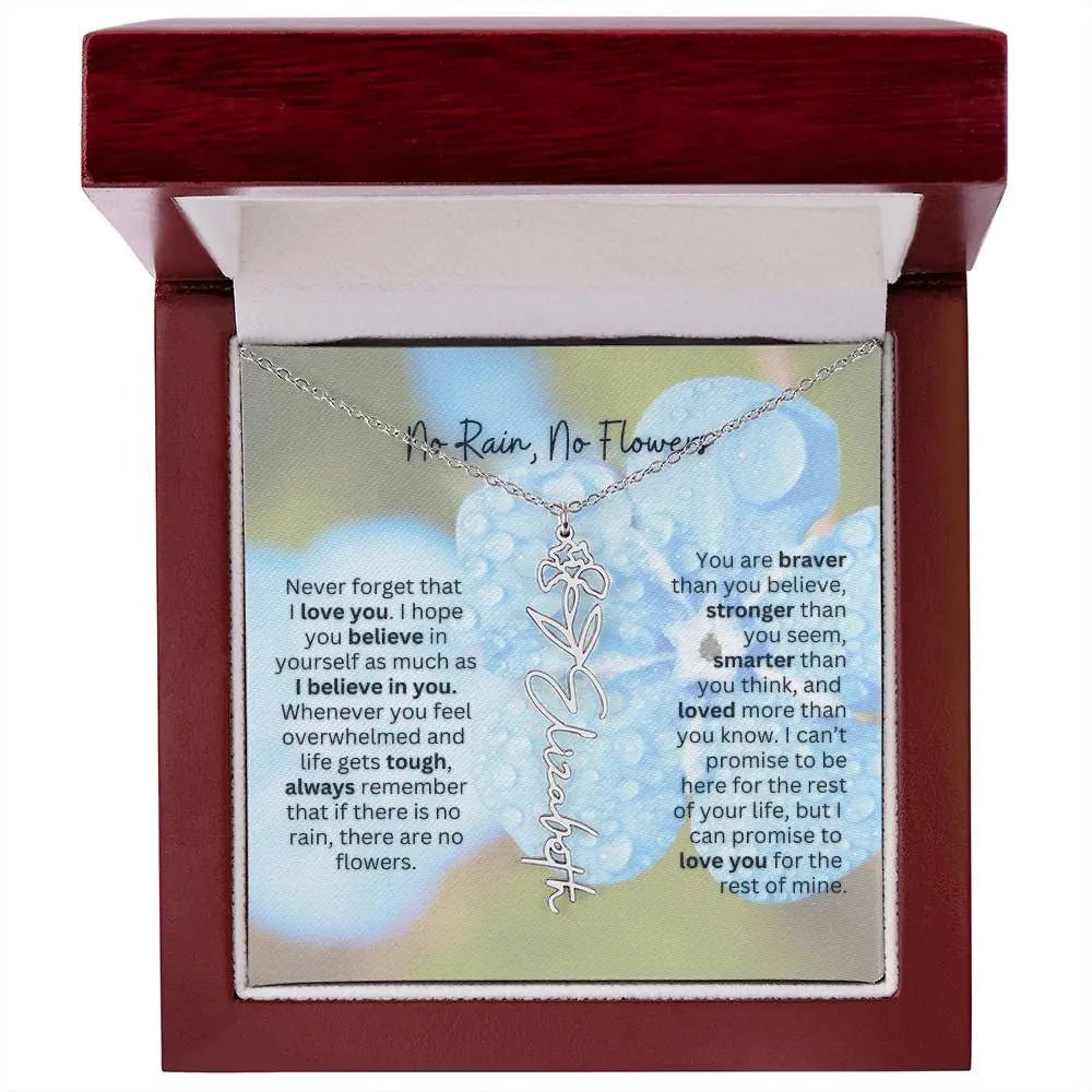 Birth Flower Necklace With Name I No Rain - No Flowers | Gift for Sister, Best Friend, and Granddaughter - Ever Trendy Essentials