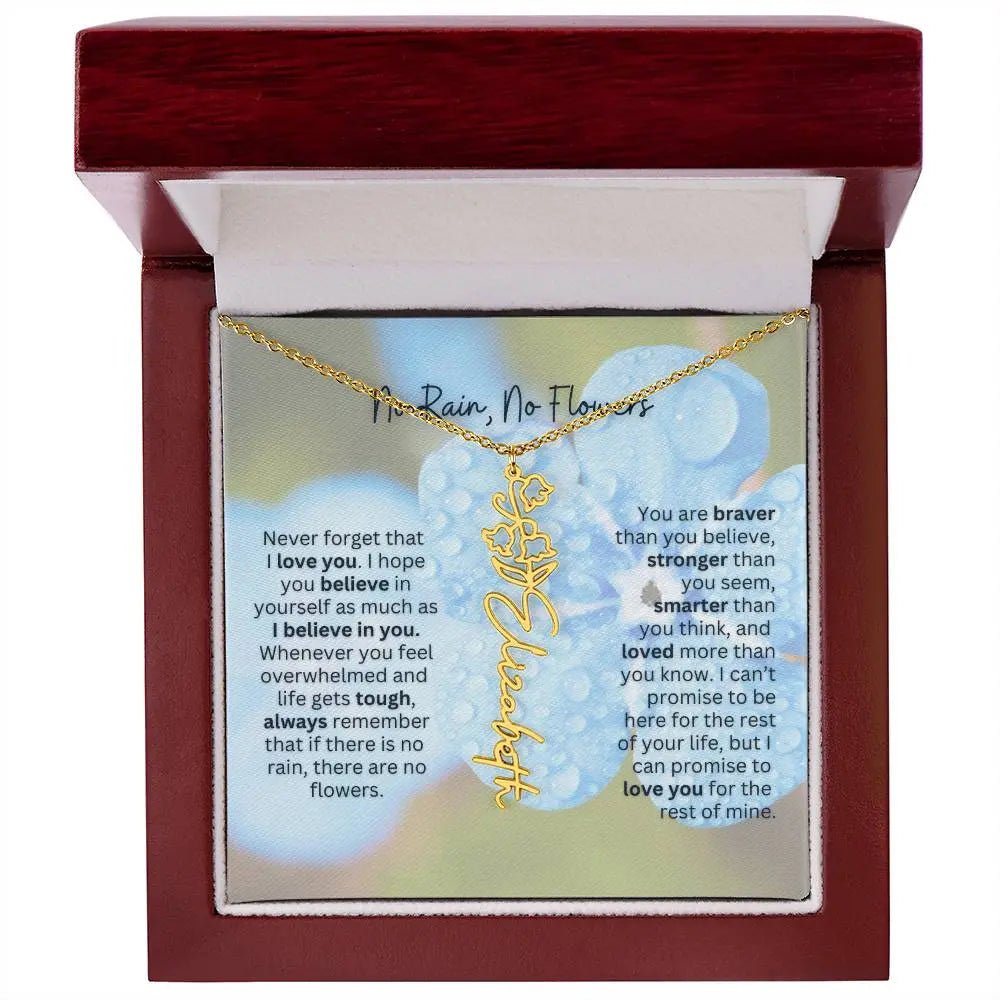 Birth Flower Necklace With Name I No Rain - No Flowers | Gift for Sister, Best Friend, and Granddaughter - Ever Trendy Essentials