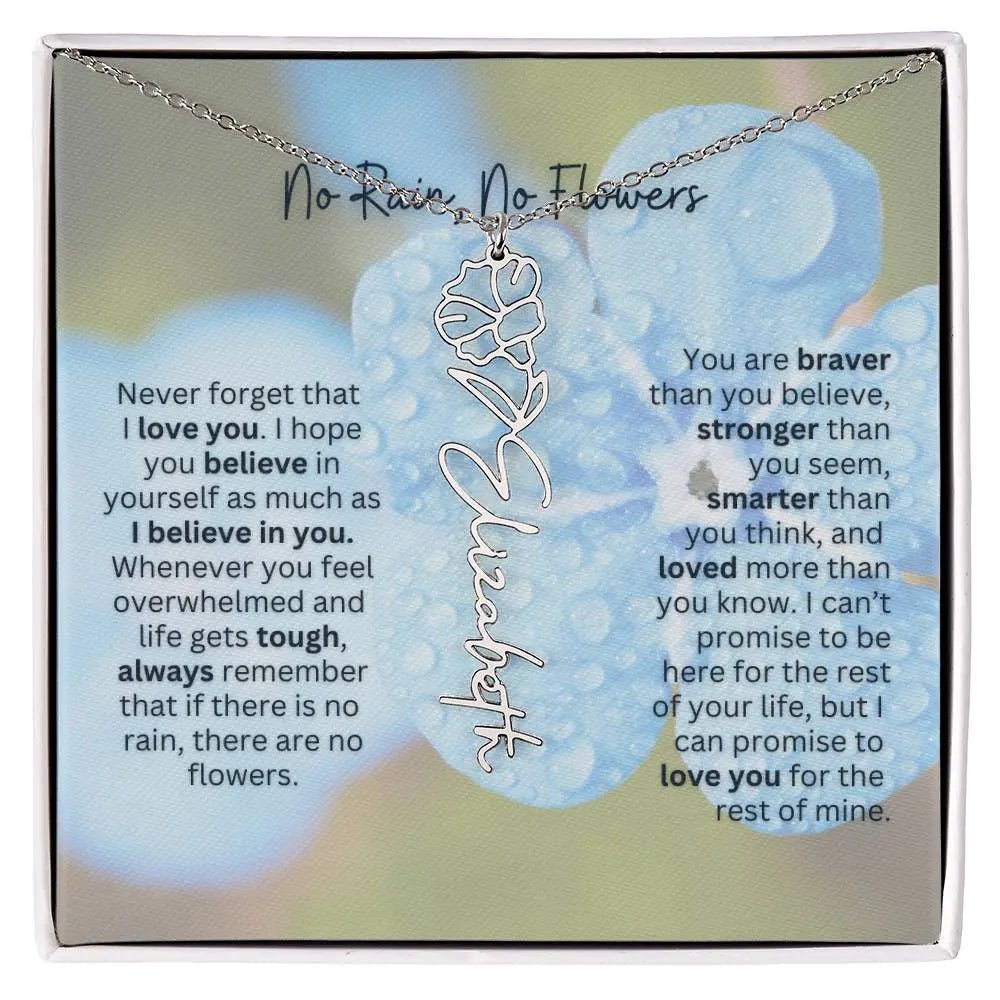 Birth Flower Necklace With Name I No Rain - No Flowers | Gift for Sister, Best Friend, and Granddaughter - Ever Trendy Essentials