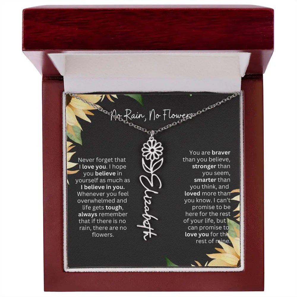 Birth Flower Necklace With Name I No Rain - No Flowers | Personalized Gift for Grandma - Ever Trendy Essentials