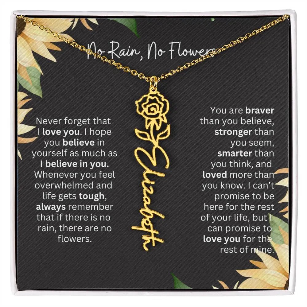 Birth Flower Necklace With Name I No Rain - No Flowers | Personalized Gift for Grandma - Ever Trendy Essentials