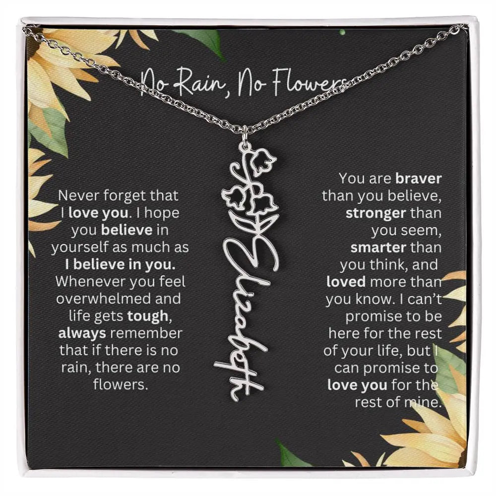 Birth Flower Necklace With Name I No Rain - No Flowers | Personalized Gift for Grandma - Ever Trendy Essentials