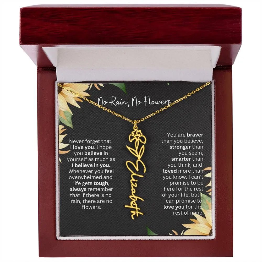 Birth Flower Necklace With Name I No Rain - No Flowers | Personalized Gift for Grandma - Ever Trendy Essentials