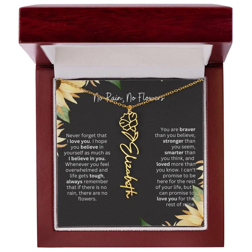 Birth Flower Necklace With Name I No Rain - No Flowers | Personalized Gift for Grandma - Ever Trendy Essentials